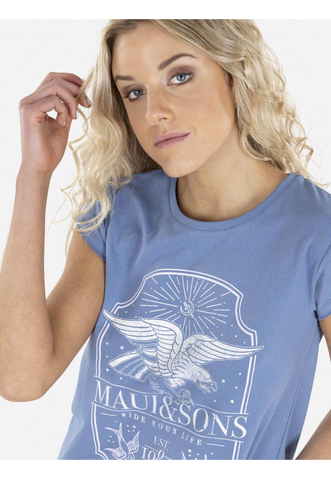 Polera NATURE ARC Mujer Azul Maui and Sons-2