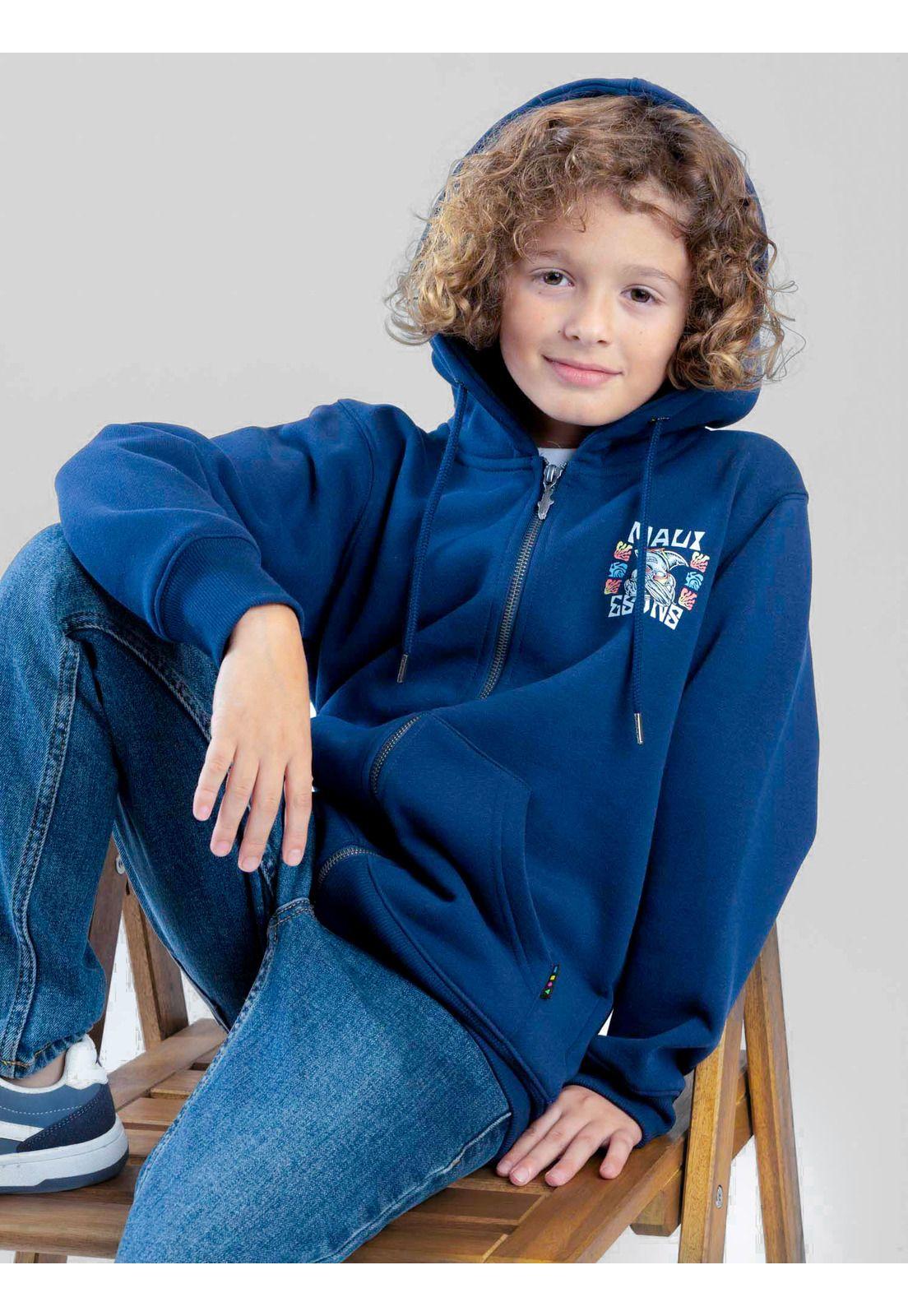 Poleron FZ Coastloop Azul Infantil Maui And Sons-6