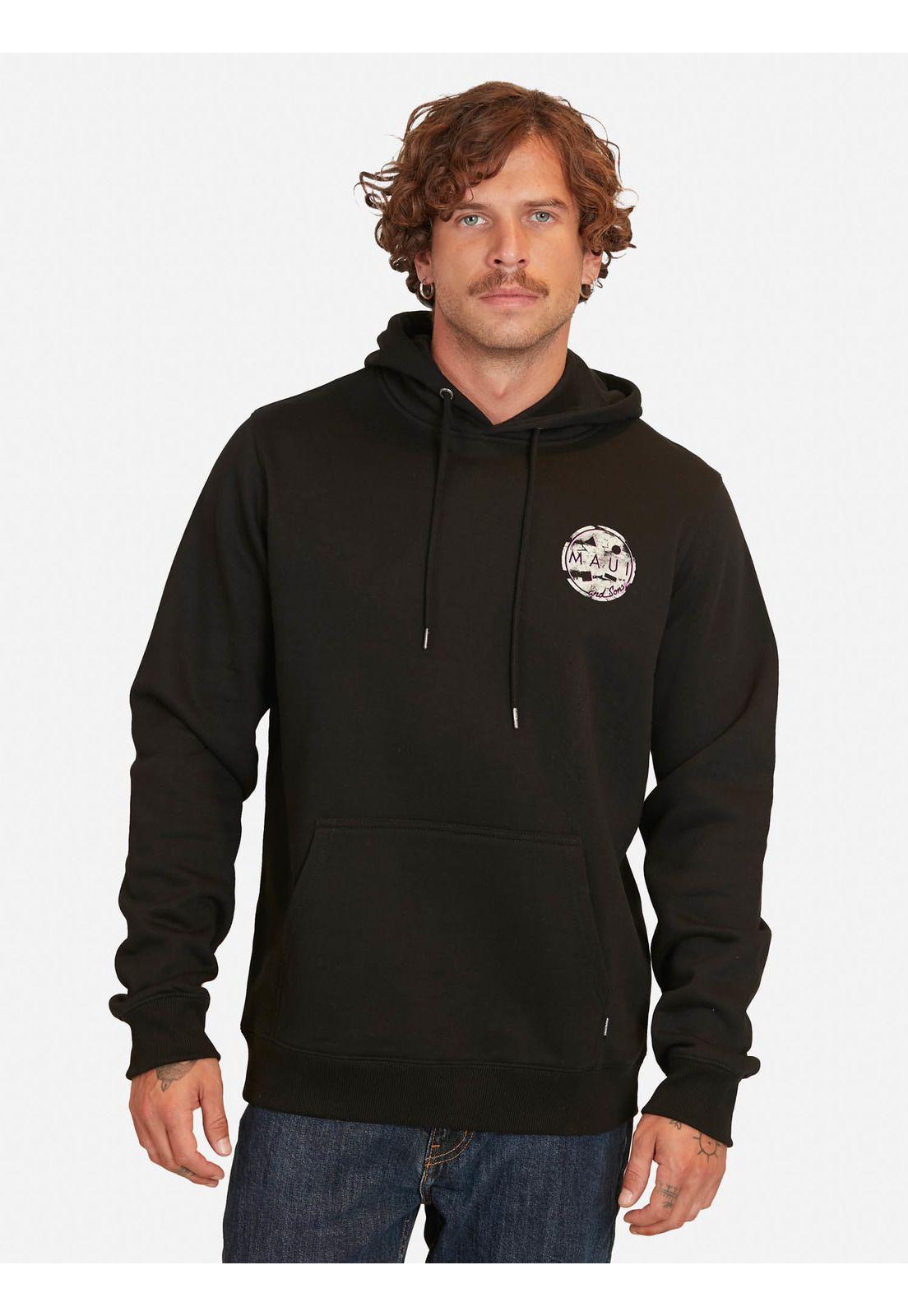Poleron Logo Wornout Negro Hombre Maui And Sons-0