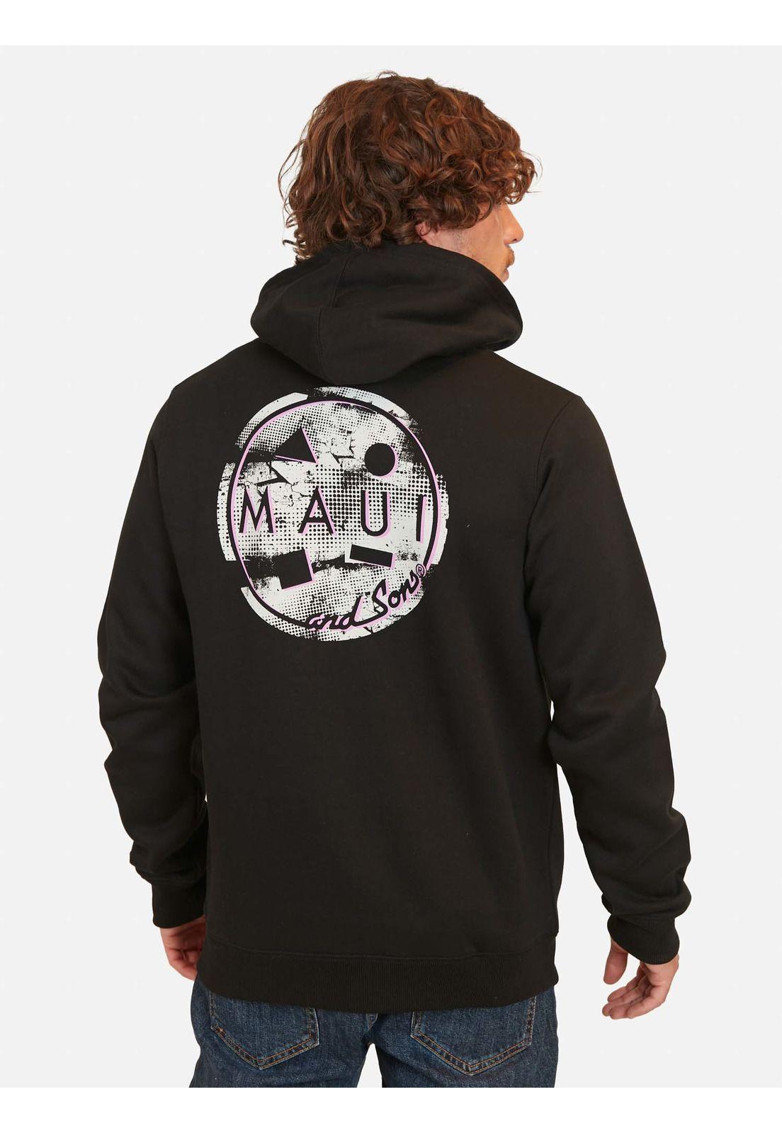 Poleron Logo Wornout Negro Hombre Maui And Sons-1