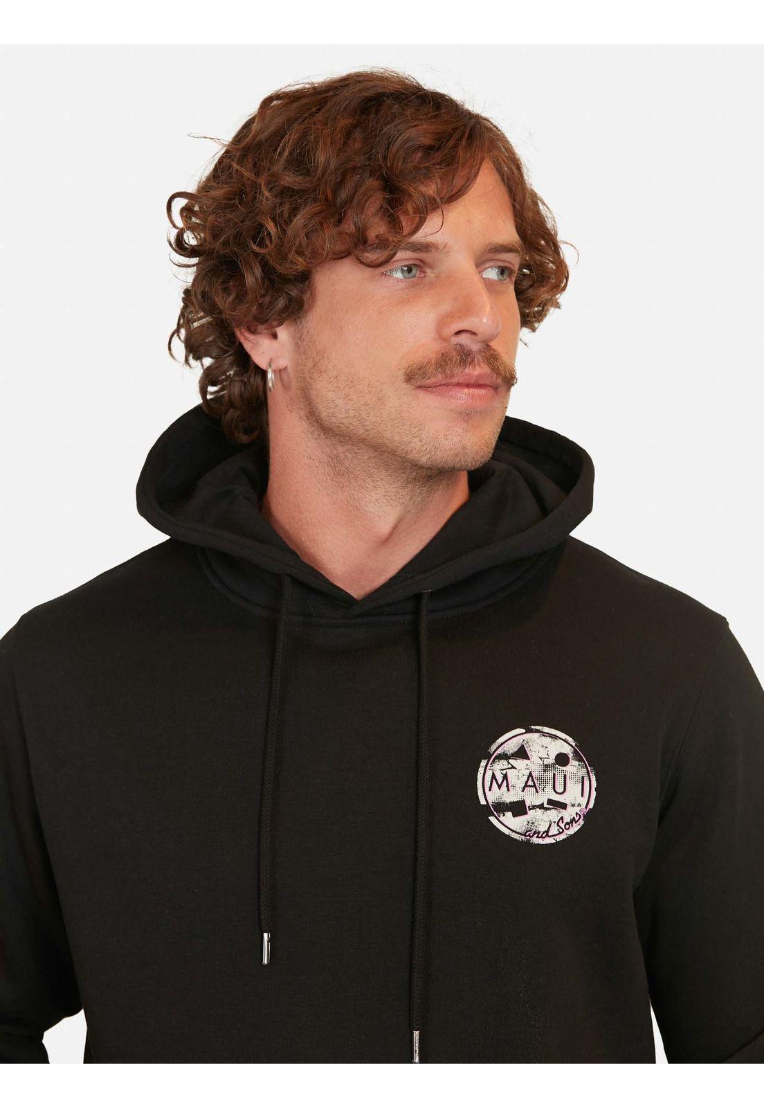 Poleron Logo Wornout Negro Hombre Maui And Sons-2