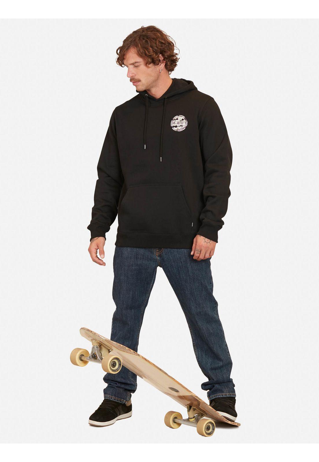 Poleron Logo Wornout Negro Hombre Maui And Sons-3