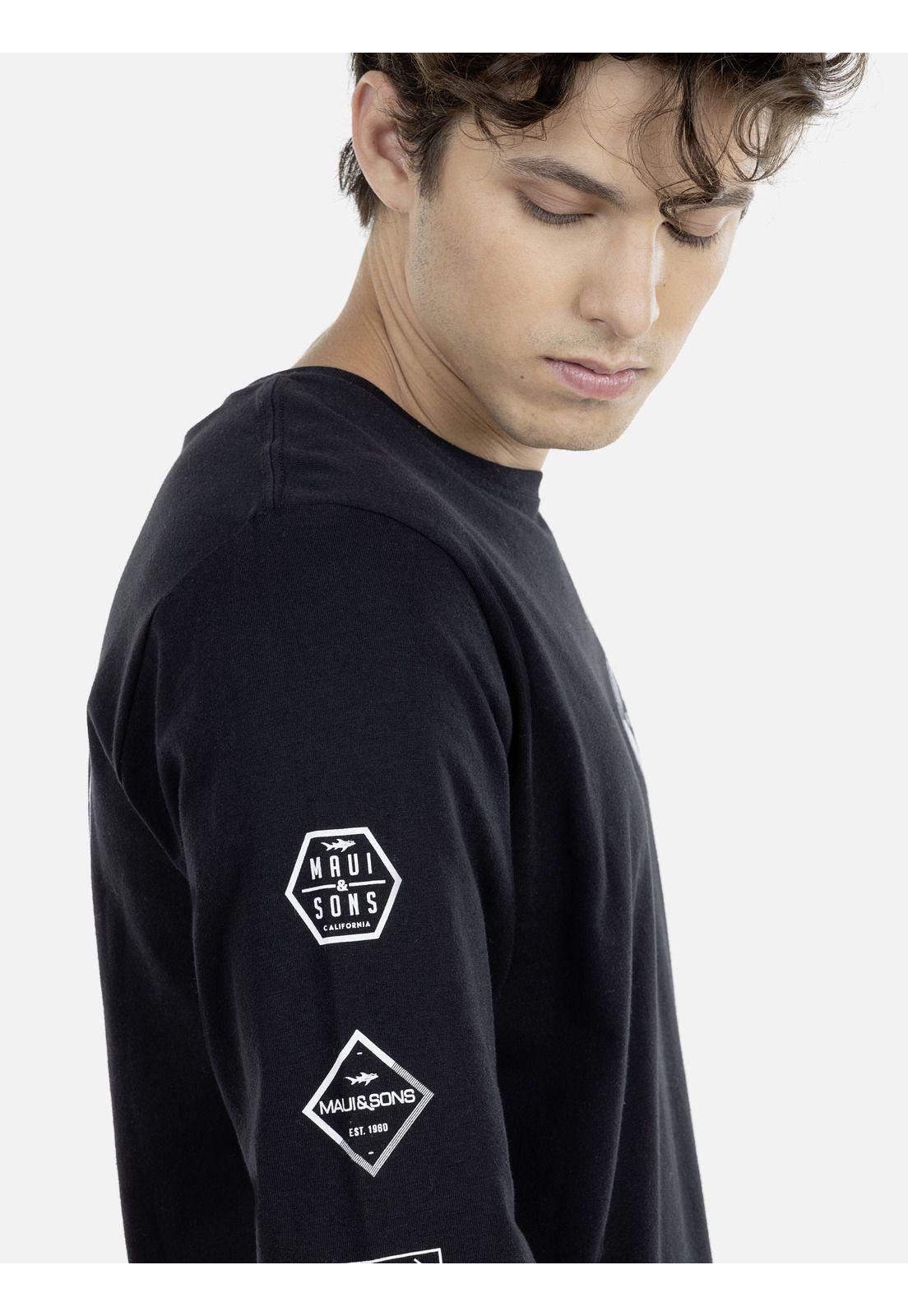 Polera M/L Hombre Negro Maui and Sons 5P101-MI19-2