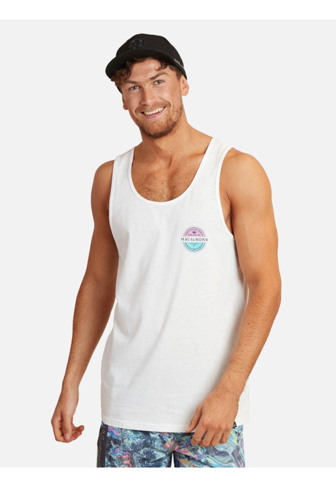 Polera Sm Premium Surf Quality Tanks Blanco Hombre Maui and sons-0
