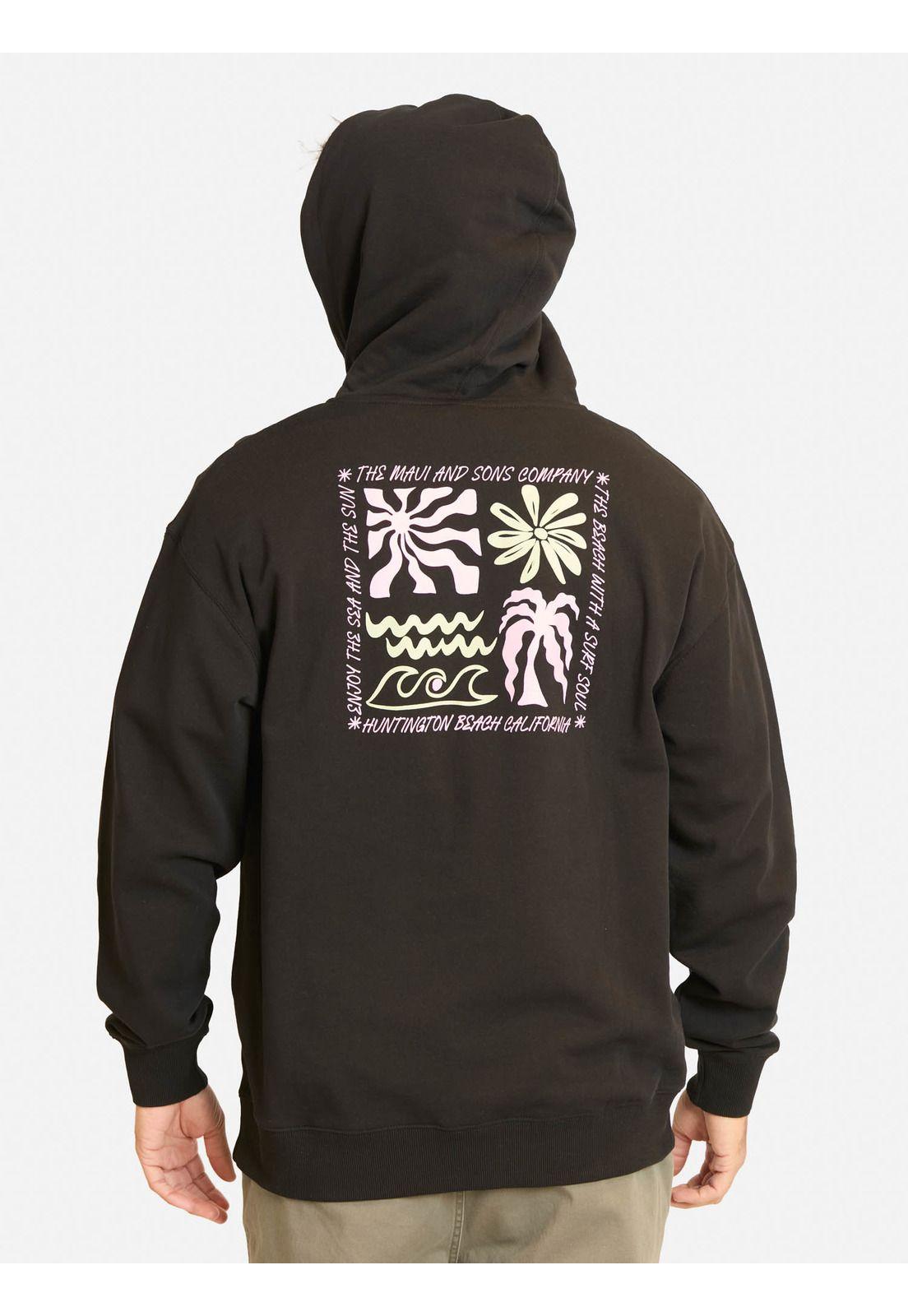 Poleron Canguro Marahua Negro Hombre Maui And Sons-1