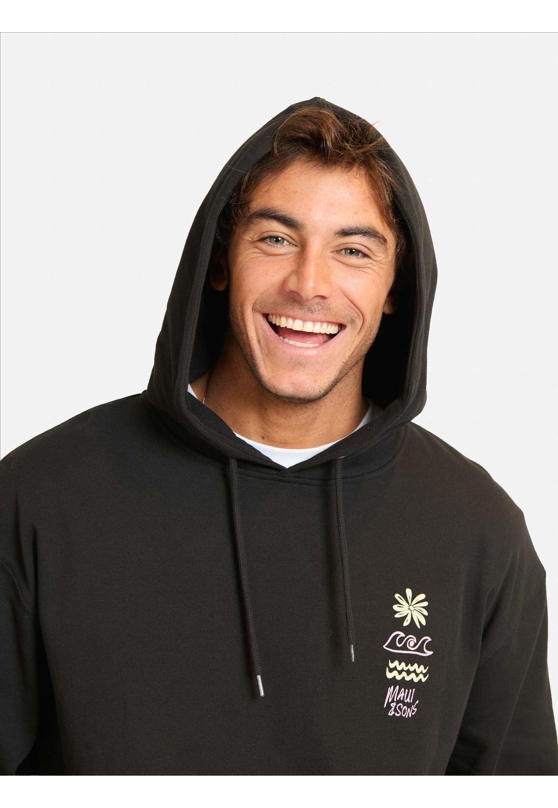 Poleron Canguro Marahua Negro Hombre Maui And Sons-2