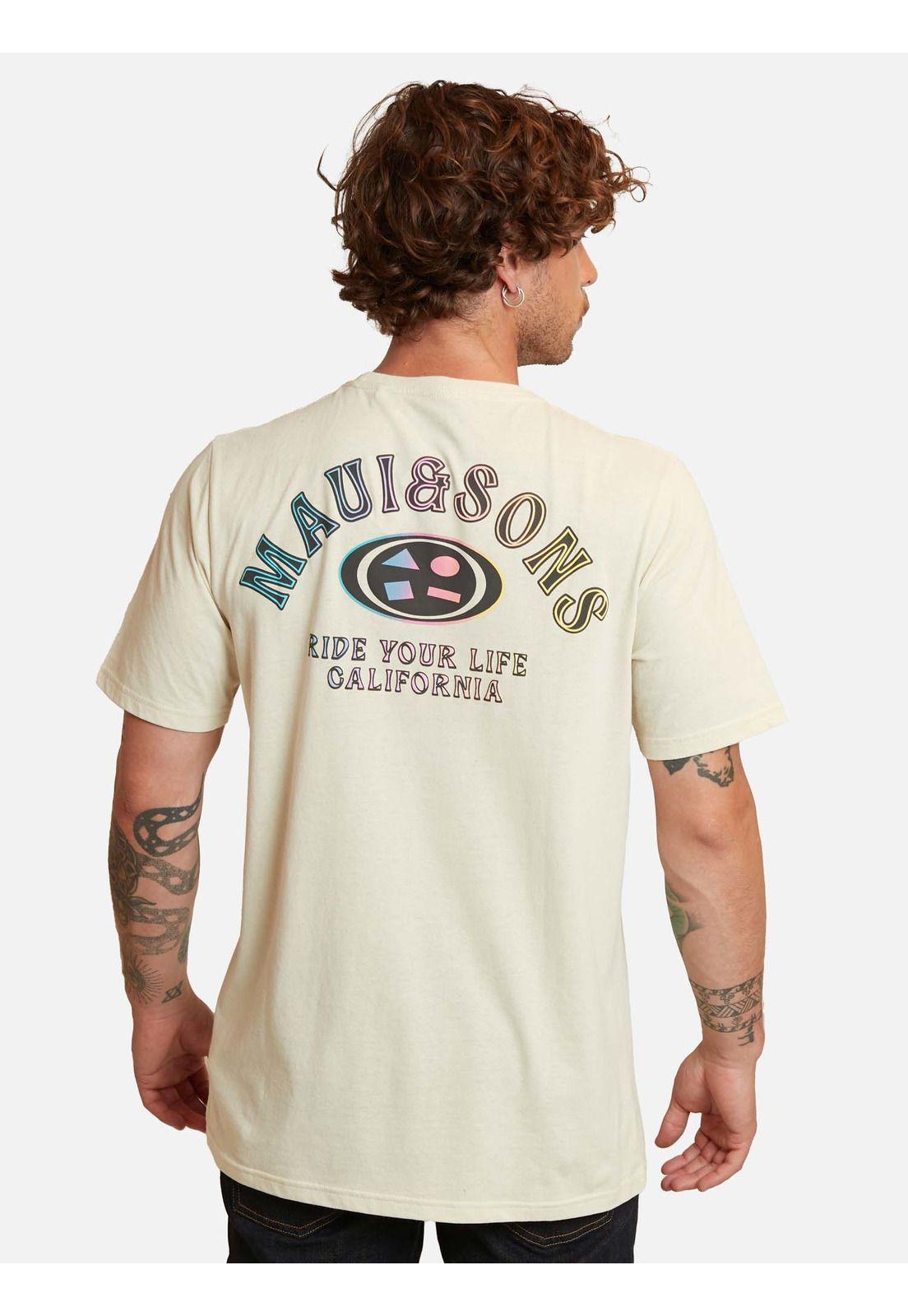Polera Logo Vintage Gradient Blanco Hombre Maui And Sons-1