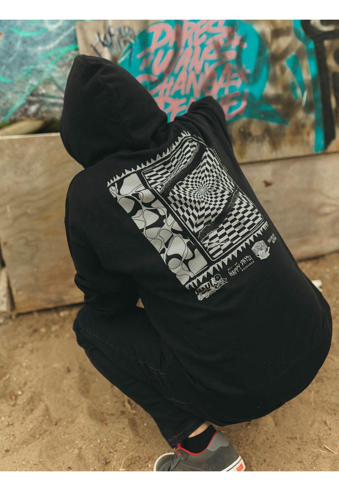 Poleron Canguro Saudade Negro Hombre Maui And Sons-2