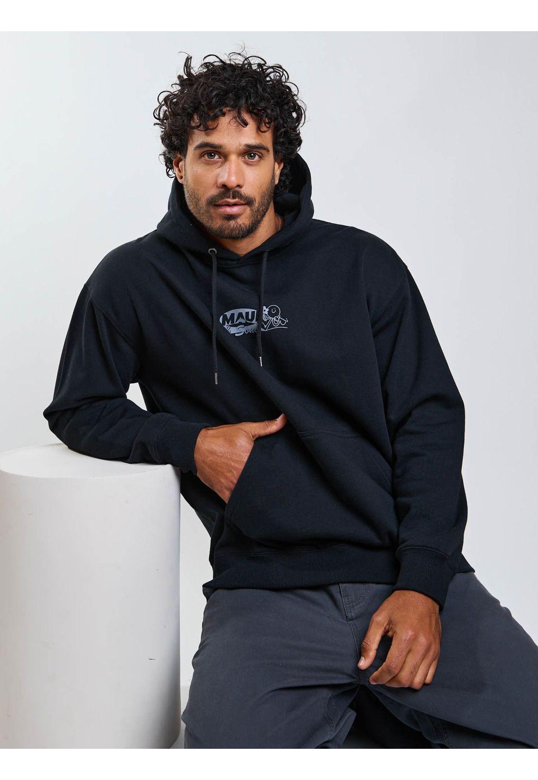 Poleron Canguro Saudade Negro Hombre Maui And Sons-7