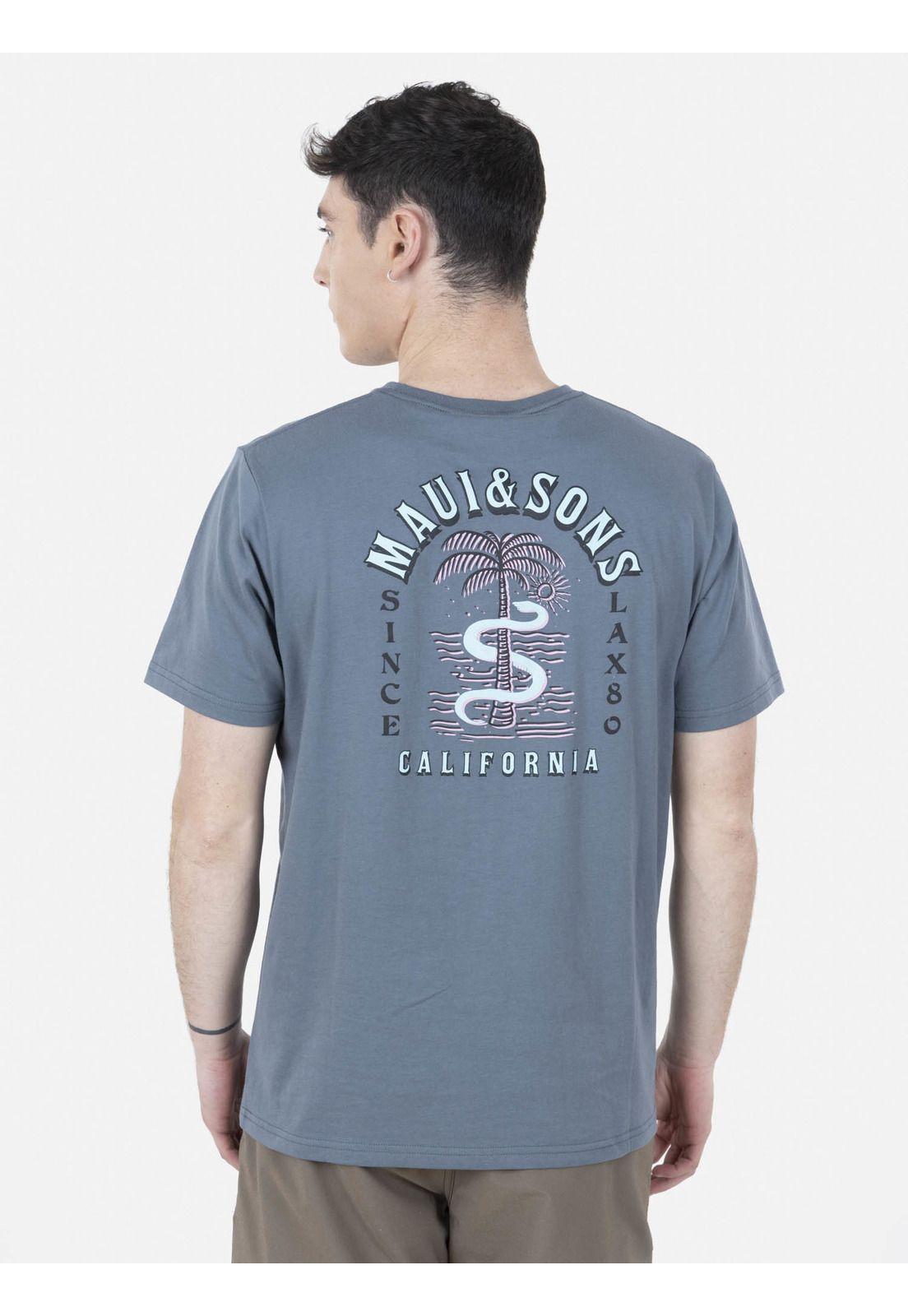Polera SNAKE & PALM Hombre Gris Maui and Sons-1