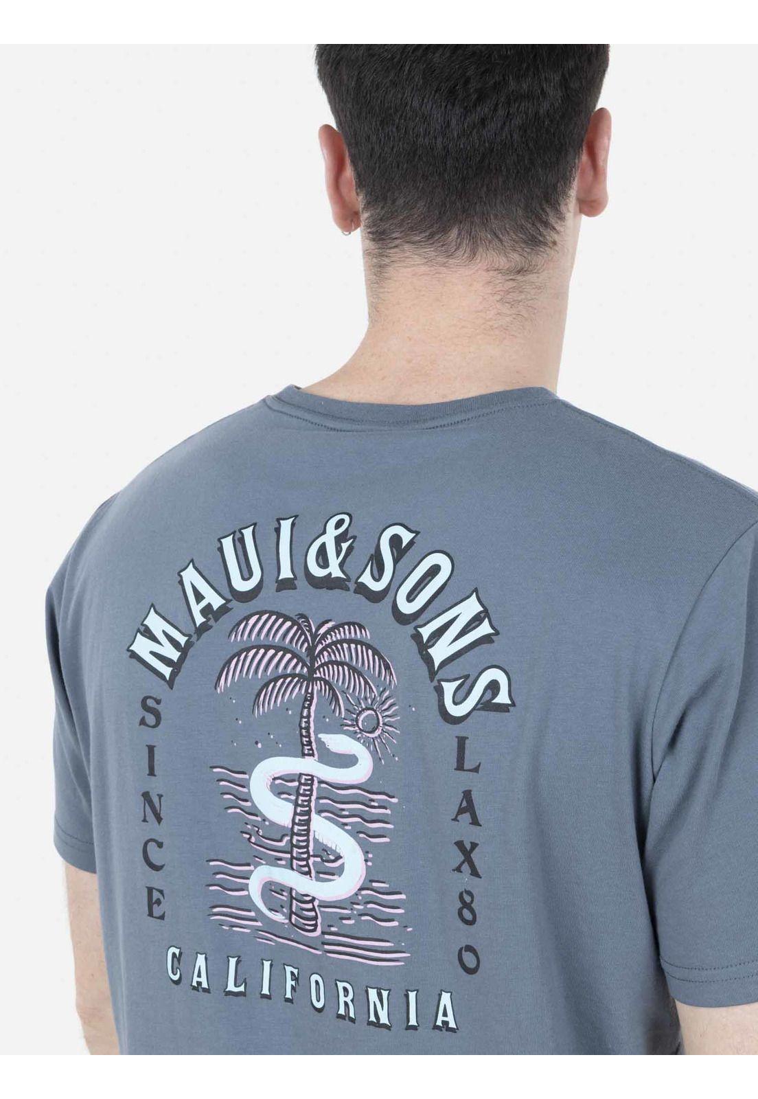 Polera SNAKE & PALM Hombre Gris Maui and Sons-2