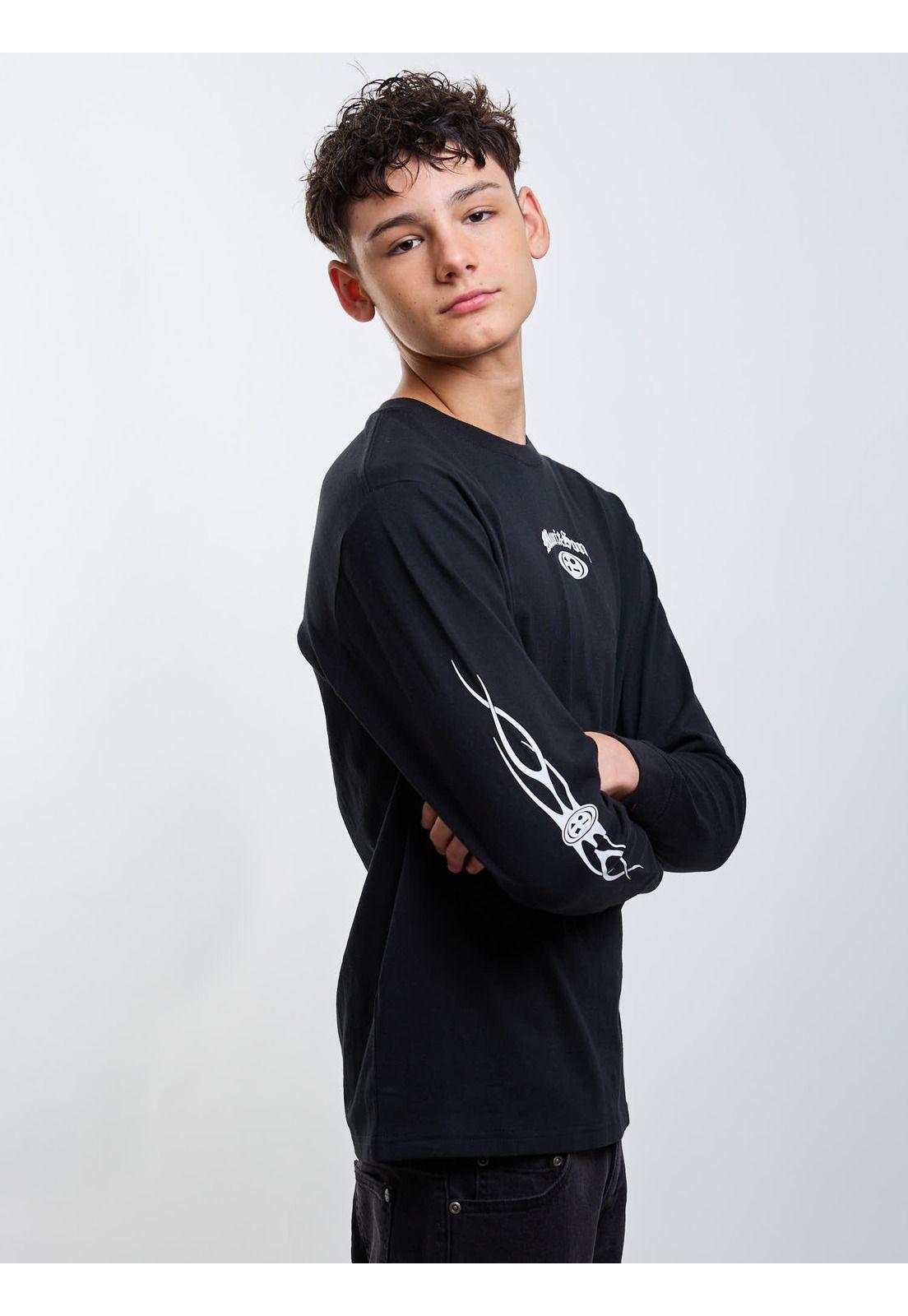 Polera ML Vintage Print Negro Infantil Maui And Sons-2