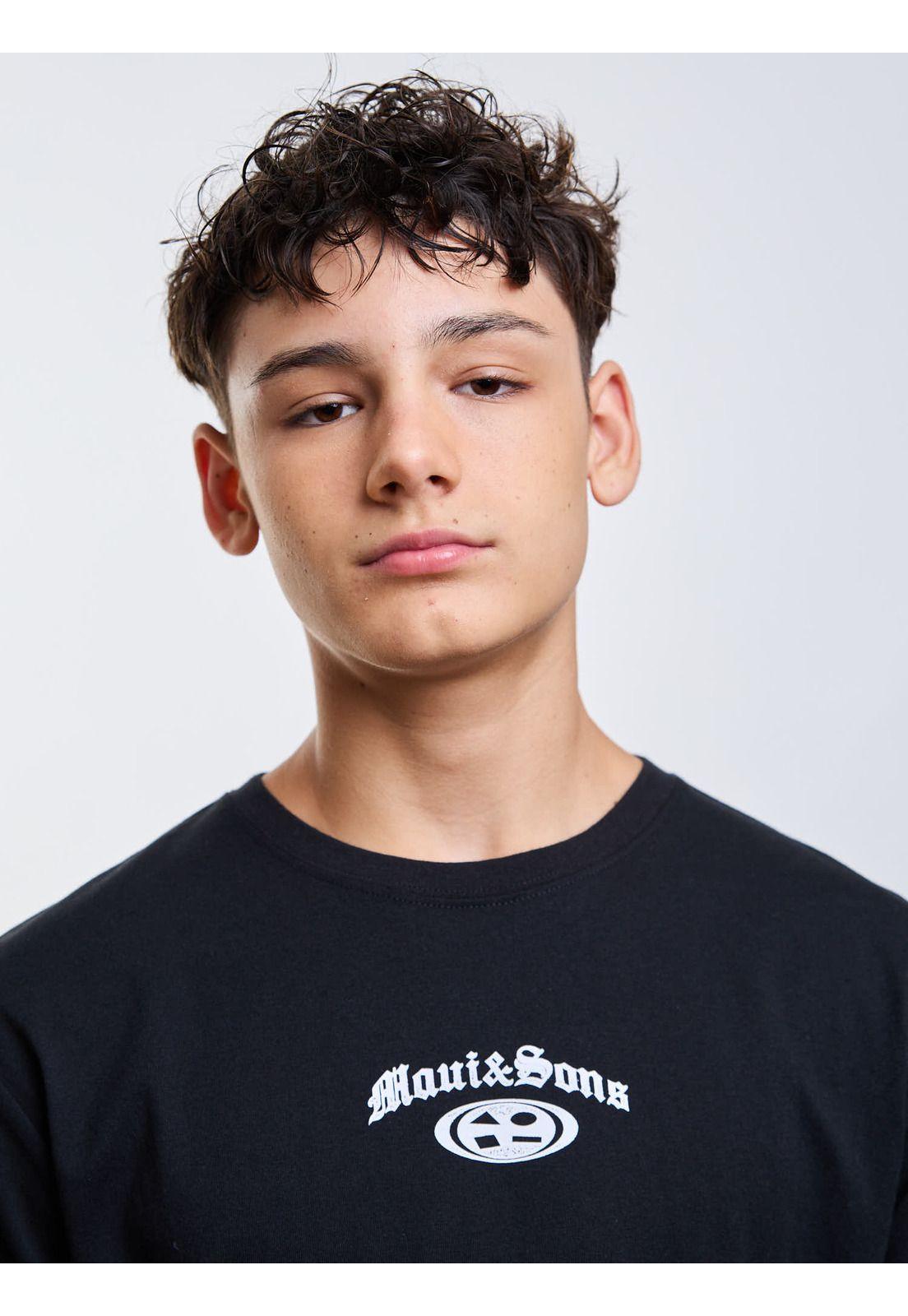 Polera ML Vintage Print Negro Infantil Maui And Sons-3