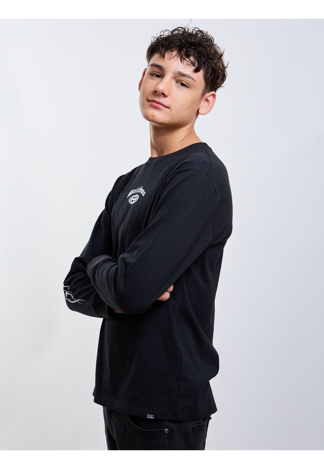 Polera ML Vintage Print Negro Infantil Maui And Sons-4