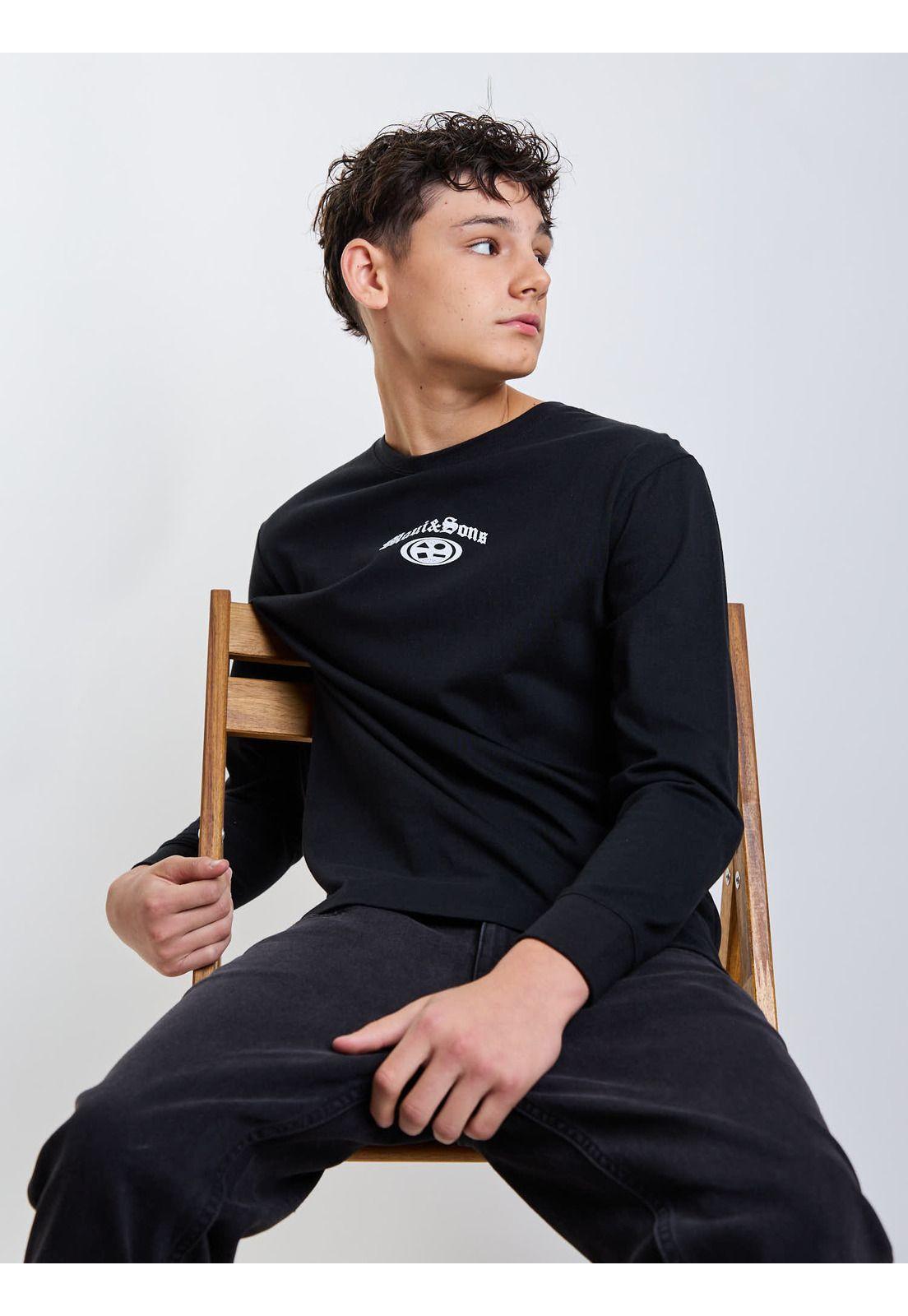 Polera ML Vintage Print Negro Infantil Maui And Sons-5