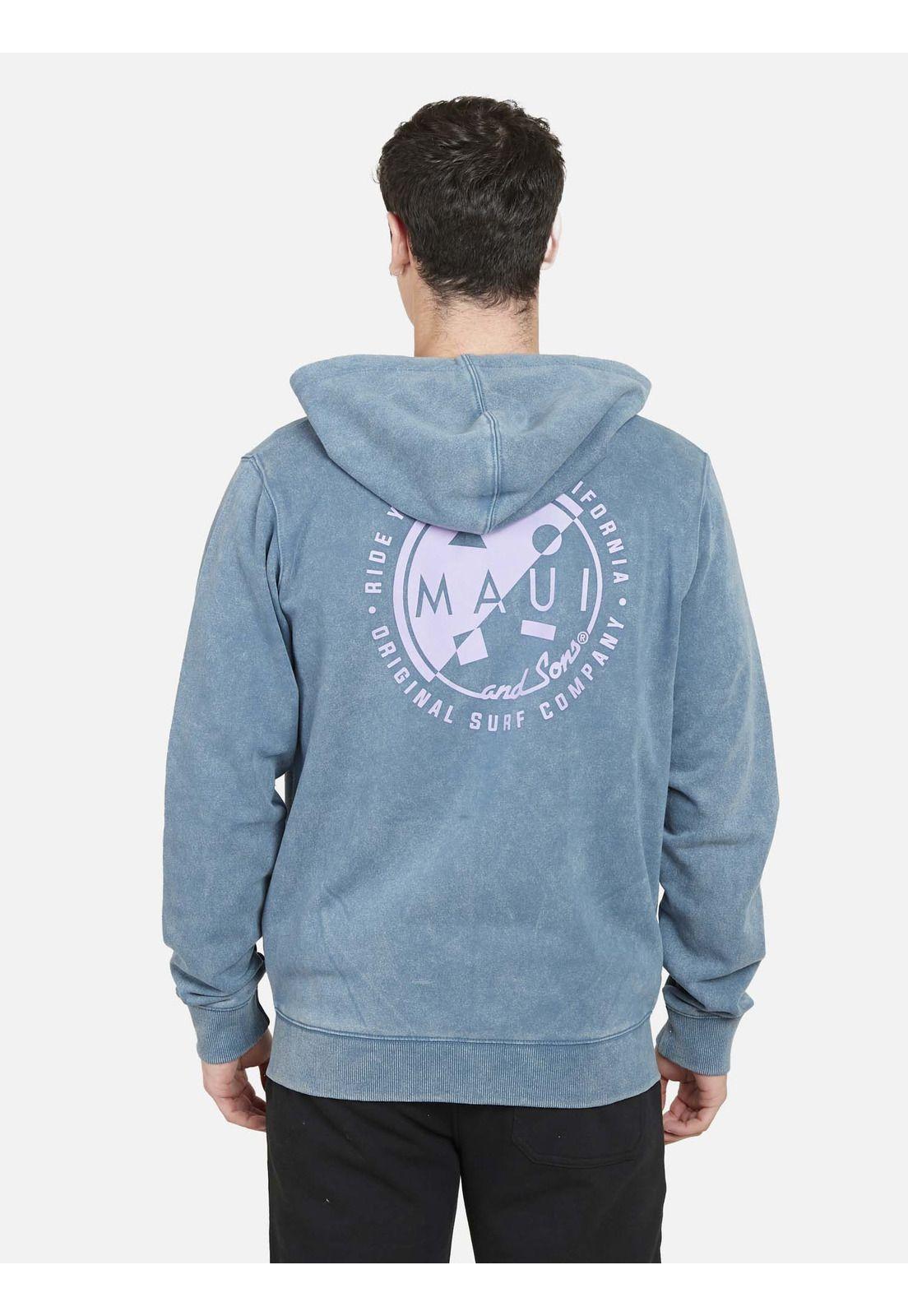 Poleron Fullzipper RETRO BADGE Hombre Azul Maui and Sons-1