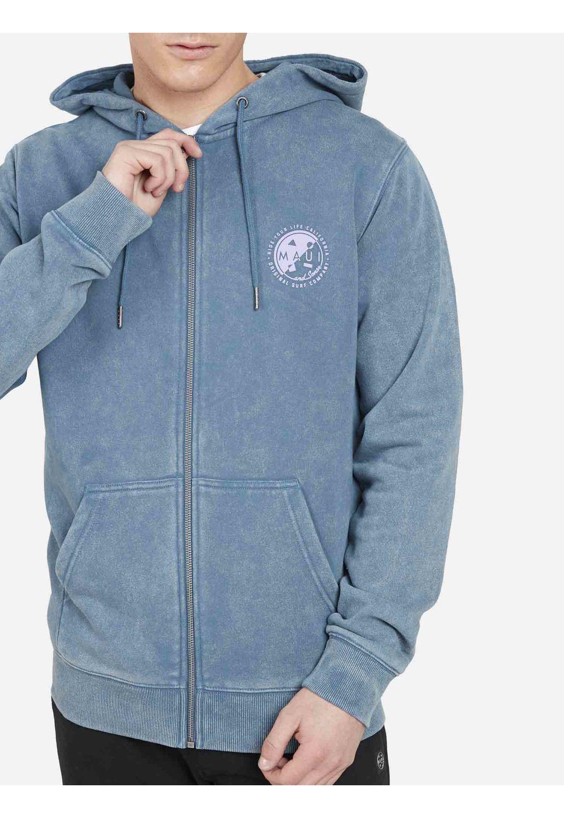 Poleron Fullzipper RETRO BADGE Hombre Azul Maui and Sons-2