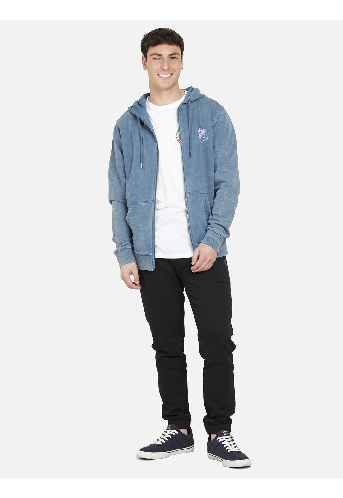 Poleron Fullzipper RETRO BADGE Hombre Azul Maui and Sons-3