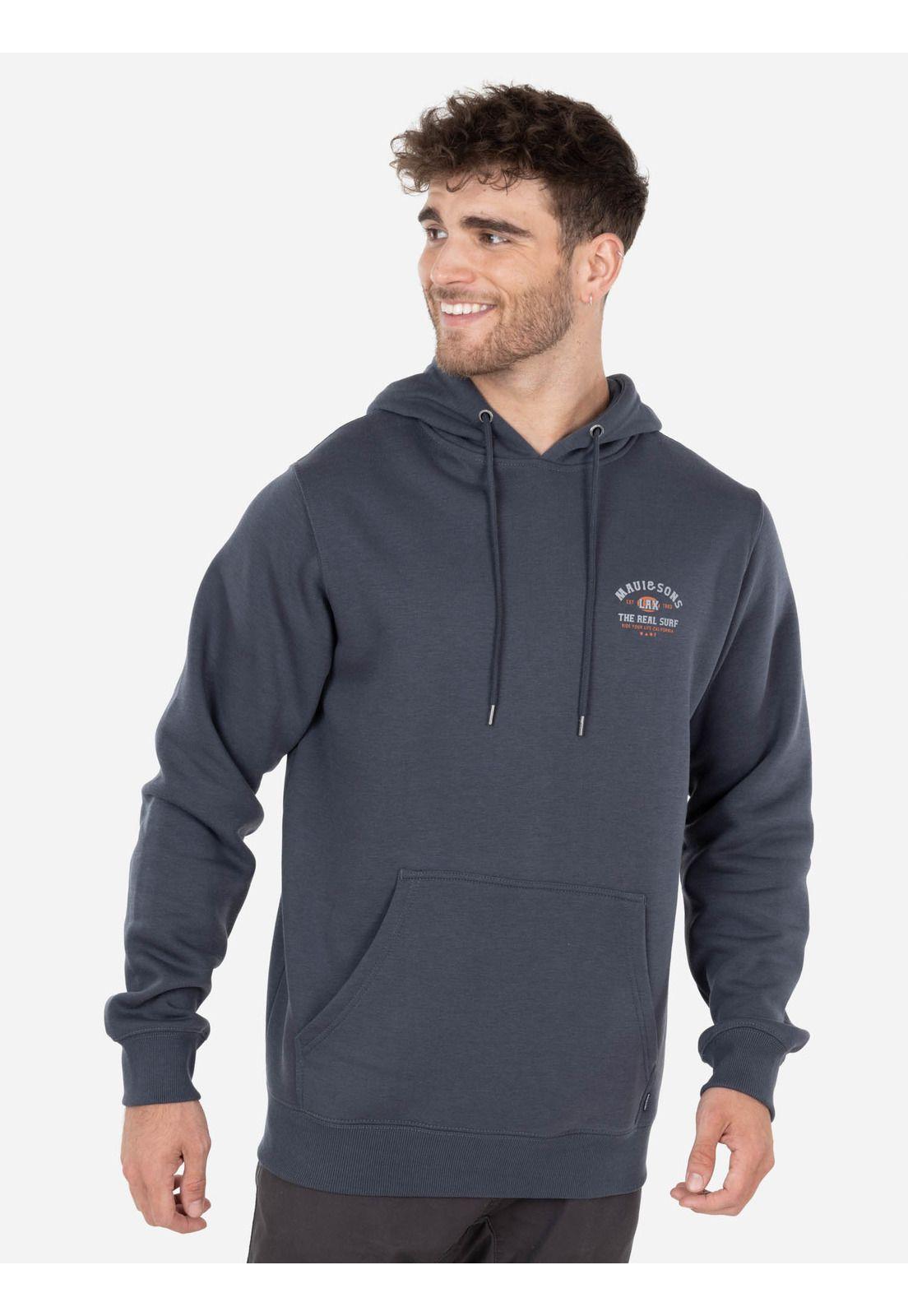 Poleron REAL SURF CO. HOODIES Hombre Gris Maui and Sons-0