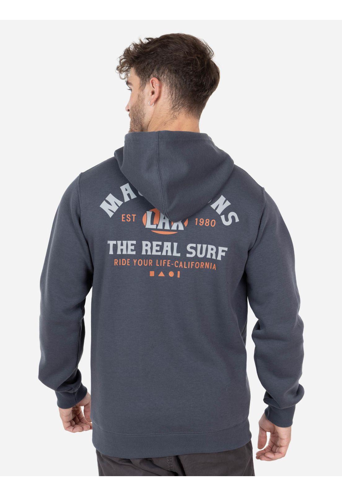 Poleron REAL SURF CO. HOODIES Hombre Gris Maui and Sons-1
