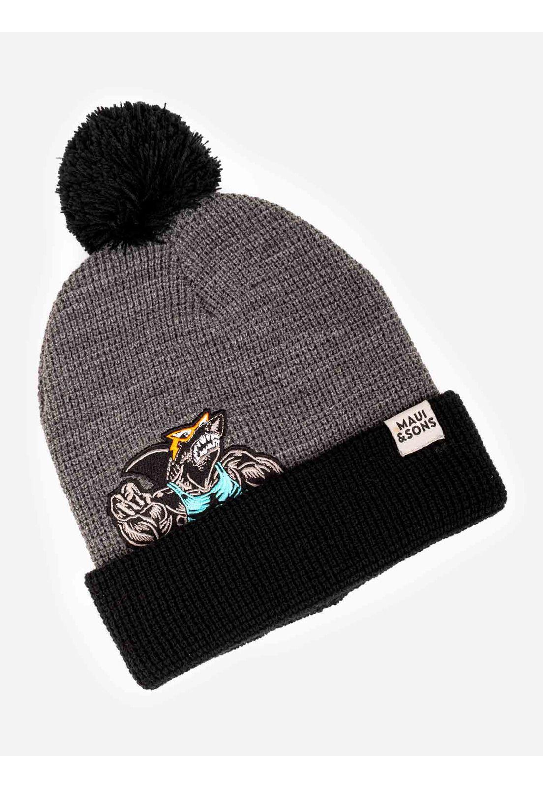Gorro Shark Army Iwy Beanie Gris Mezcla Niño Maui And Sons-0