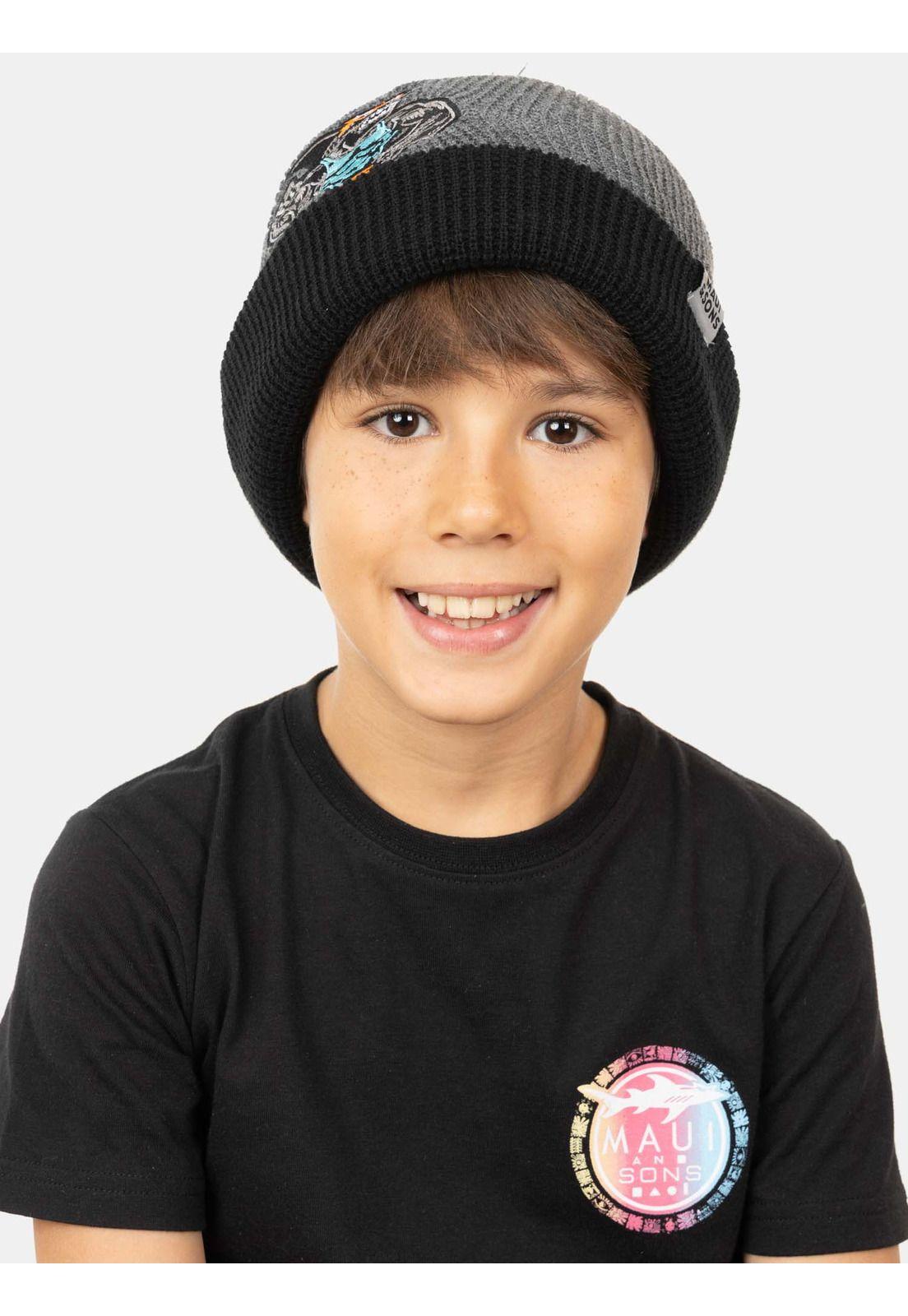 Gorro Shark Army Iwy Beanie Gris Mezcla Niño Maui And Sons-1