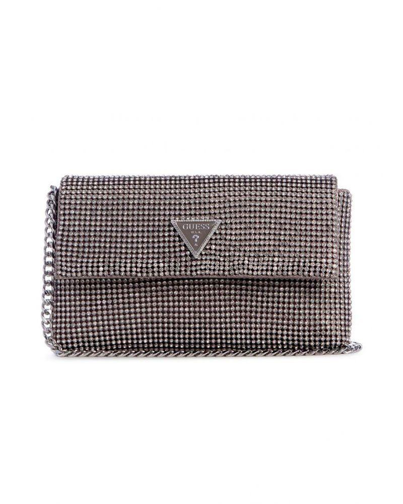 Cartera Guess Mujer Zalina Flap Clutch Plateado-0