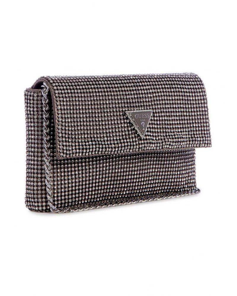 Cartera Guess Mujer Zalina Flap Clutch Plateado-2