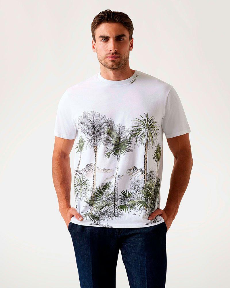 Polera Guess Hombre Ss Bsc Urban Palm Tree Tee Blanco-0