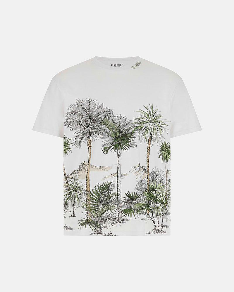 Polera Guess Hombre Ss Bsc Urban Palm Tree Tee Blanco-4