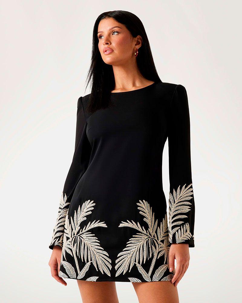 Vestido Guess Mujer Ls Angele Placed Mini Dress Negro-0