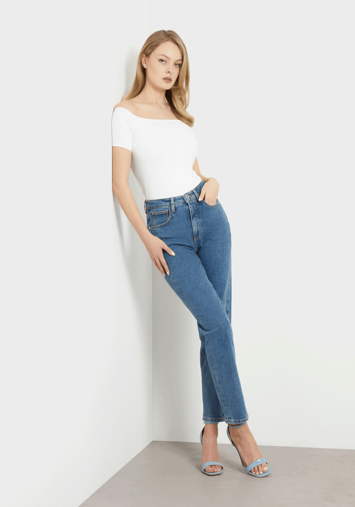 Polera Guess Mujer Ss Off Shldr Cristal Body Suit Blanco-1