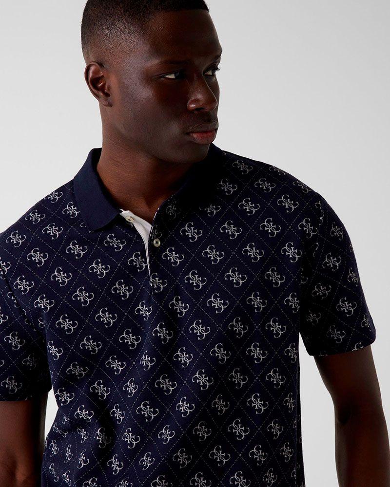 Polera Ss All Over 4G Jacqaurd Azul-3