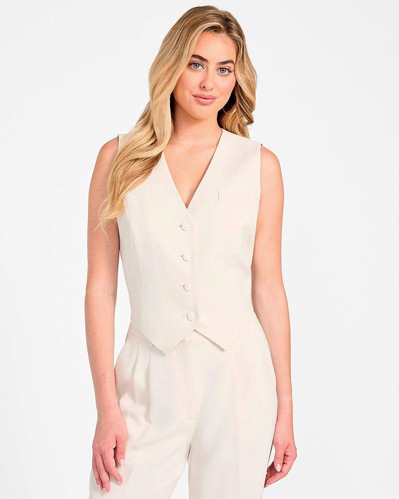 Blusa Guess Mujer Sl Theoline Perfect Vest Blanco-0