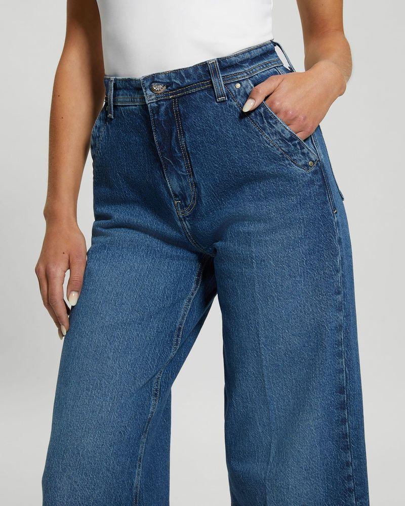 Jeans Guess Mujer Dakota High Wide Crop Azul-2