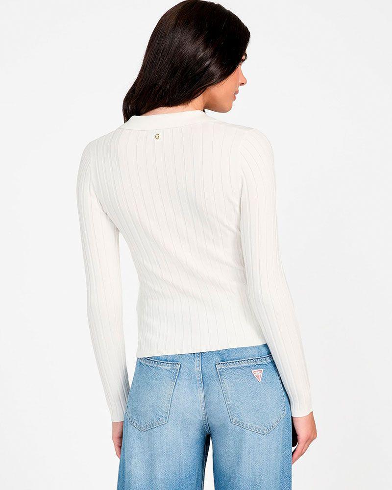 Sweater Guess Mujer Ls Vn Rib Miranda Blanco-1