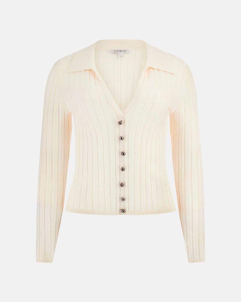 Sweater Guess Mujer Ls Vn Rib Miranda Blanco-4