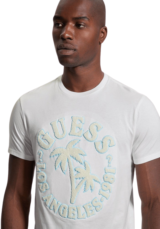 Polera Guess Hombre Ss Bsc Chenille Logo Tee Blanco-0