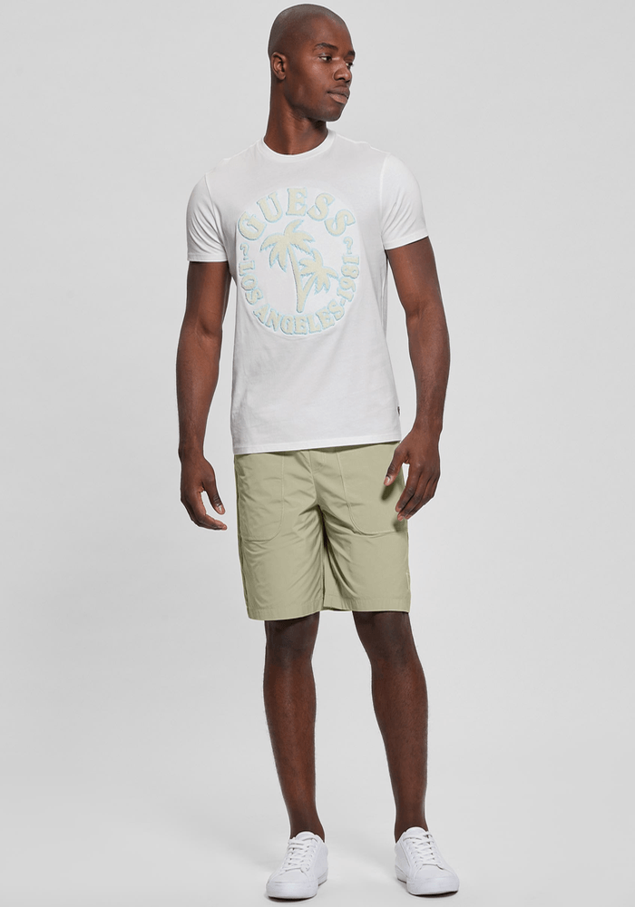 Polera Guess Hombre Ss Bsc Chenille Logo Tee Blanco-1