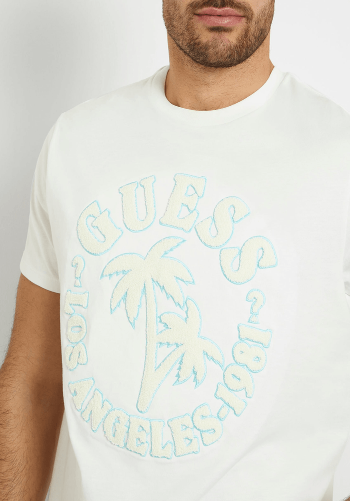 Polera Guess Hombre Ss Bsc Chenille Logo Tee Blanco-4