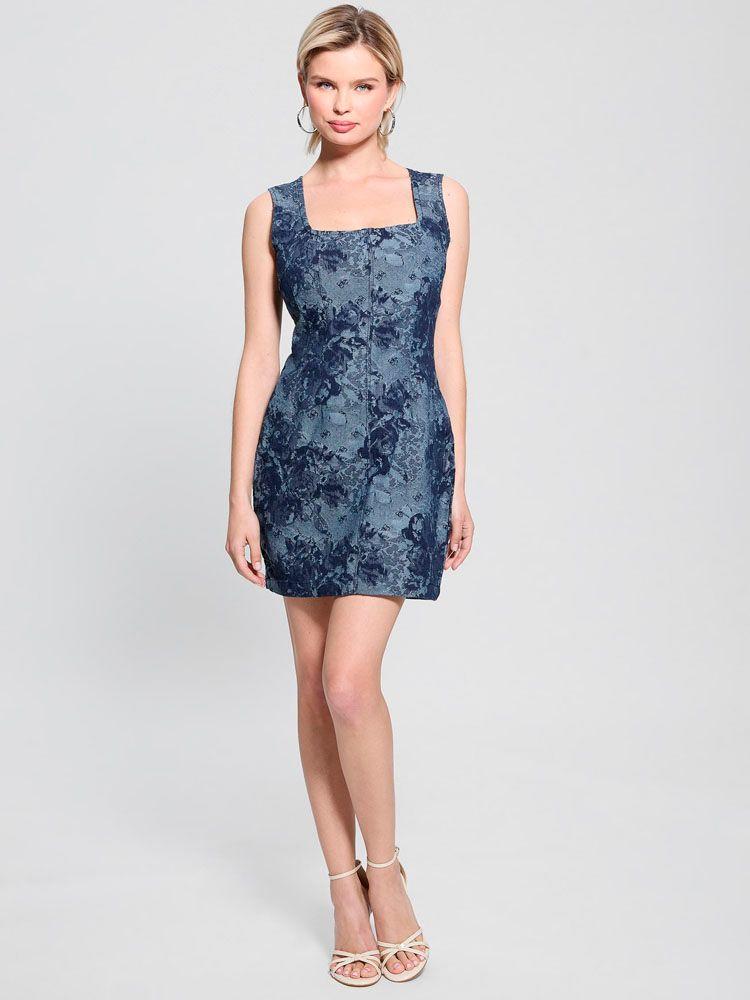 Vestido Guess Mujer Sl Eden Jacquard Denim Dress Azul-0