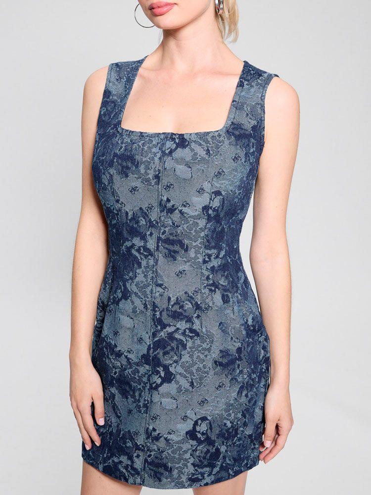 Vestido Guess Mujer Sl Eden Jacquard Denim Dress Azul-2