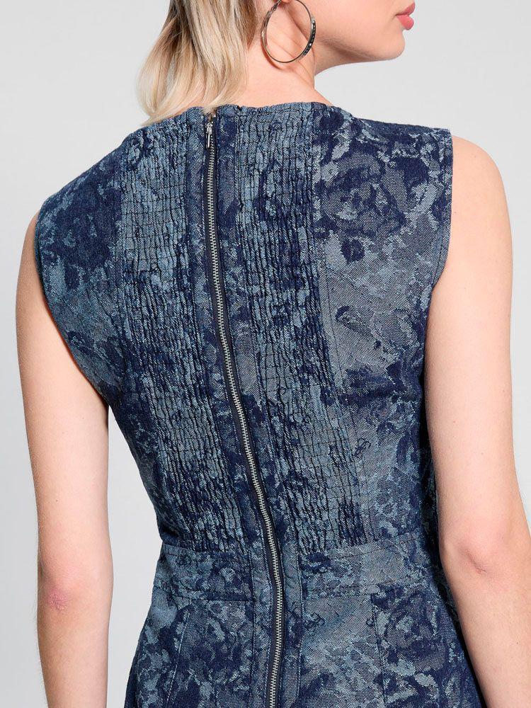 Vestido Guess Mujer Sl Eden Jacquard Denim Dress Azul-3