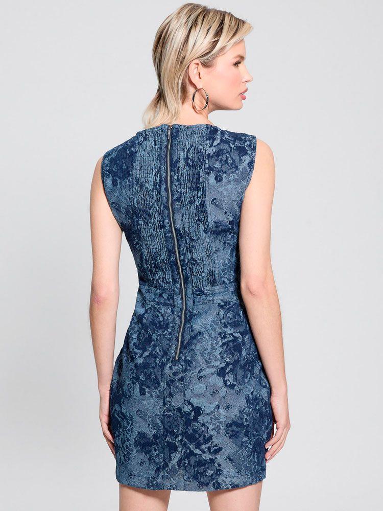 Vestido Guess Mujer Sl Eden Jacquard Denim Dress Azul-4