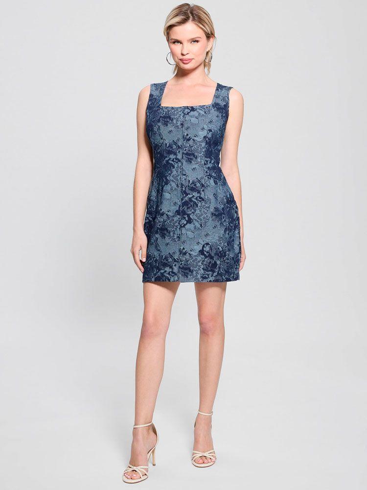 Vestido Guess Mujer Sl Eden Jacquard Denim Dress Azul-5