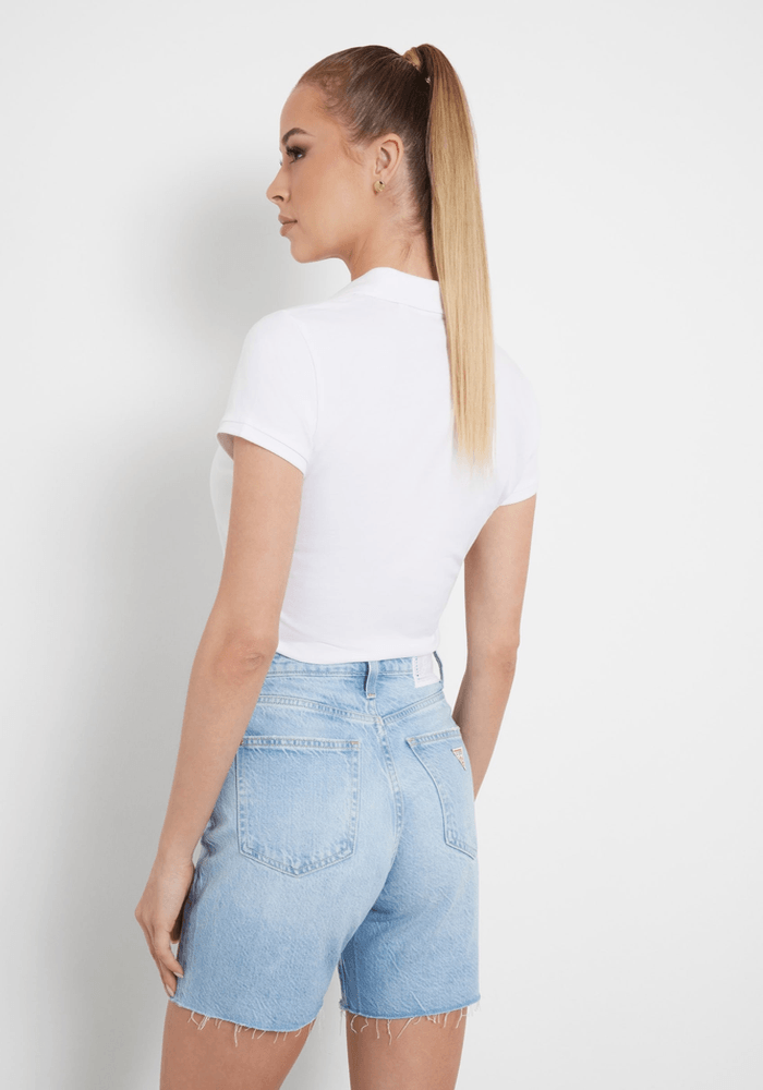 Polera Guess Mujer Ss Script Logo Liza Jsy Polo Blanco-2