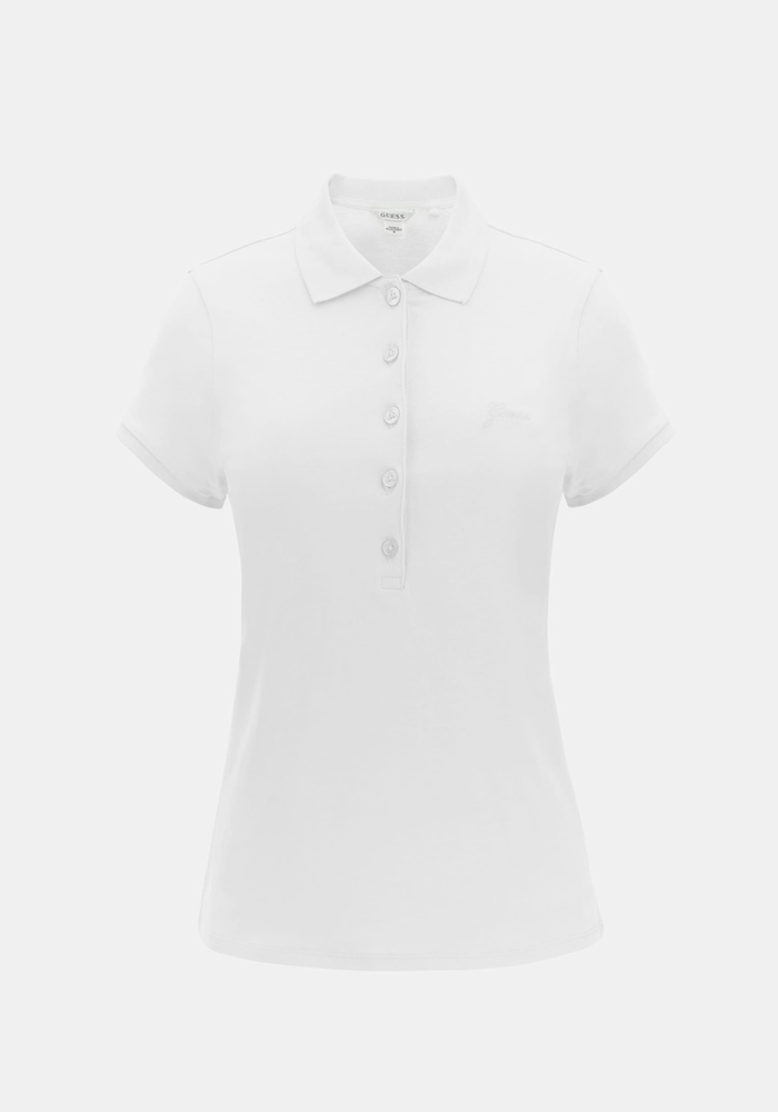 Polera Guess Mujer Ss Script Logo Liza Jsy Polo Blanco-4