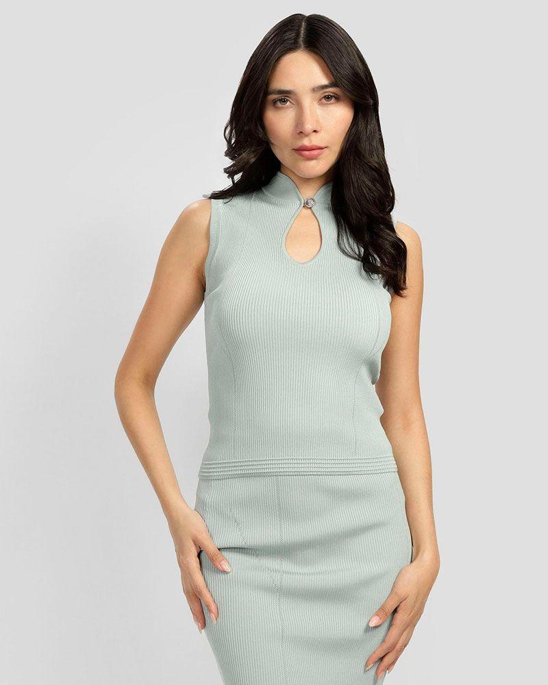 Polera Malia Mock Neck Sl Verde-0