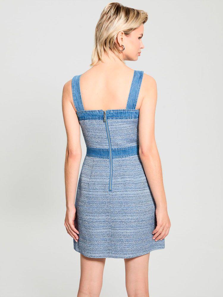 Vestido Guess Mujer Sl Elsie Tweed Dress Azul-1