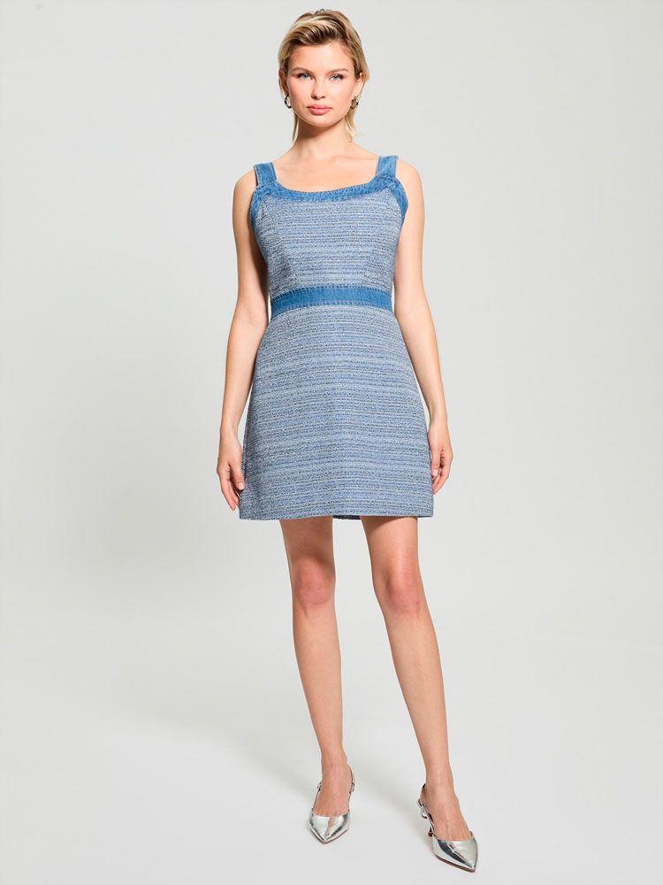 Vestido Guess Mujer Sl Elsie Tweed Dress Azul-2